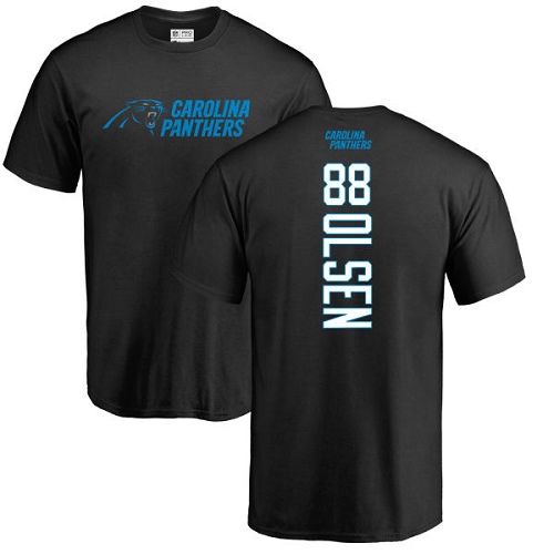 Carolina Panthers Men Black Greg Olsen Backer NFL Football #88 T Shirt->nfl t-shirts->Sports Accessory